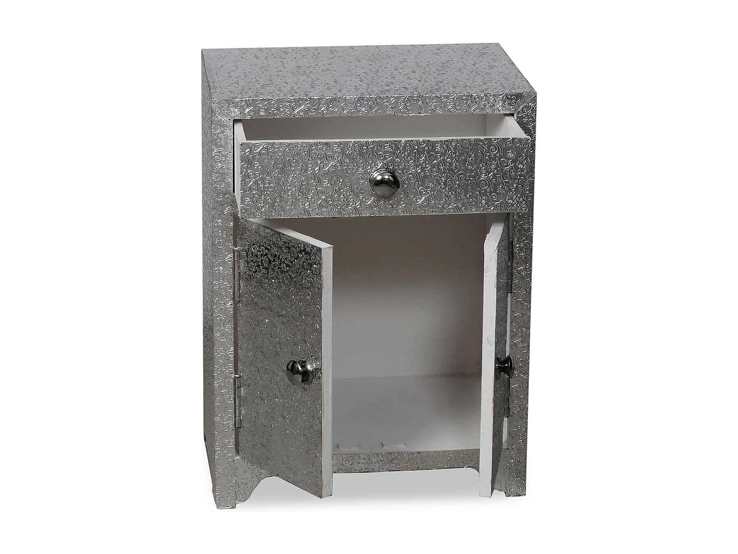 Table de Chevet 1 Tiroir "Tiko" 61cm Argent