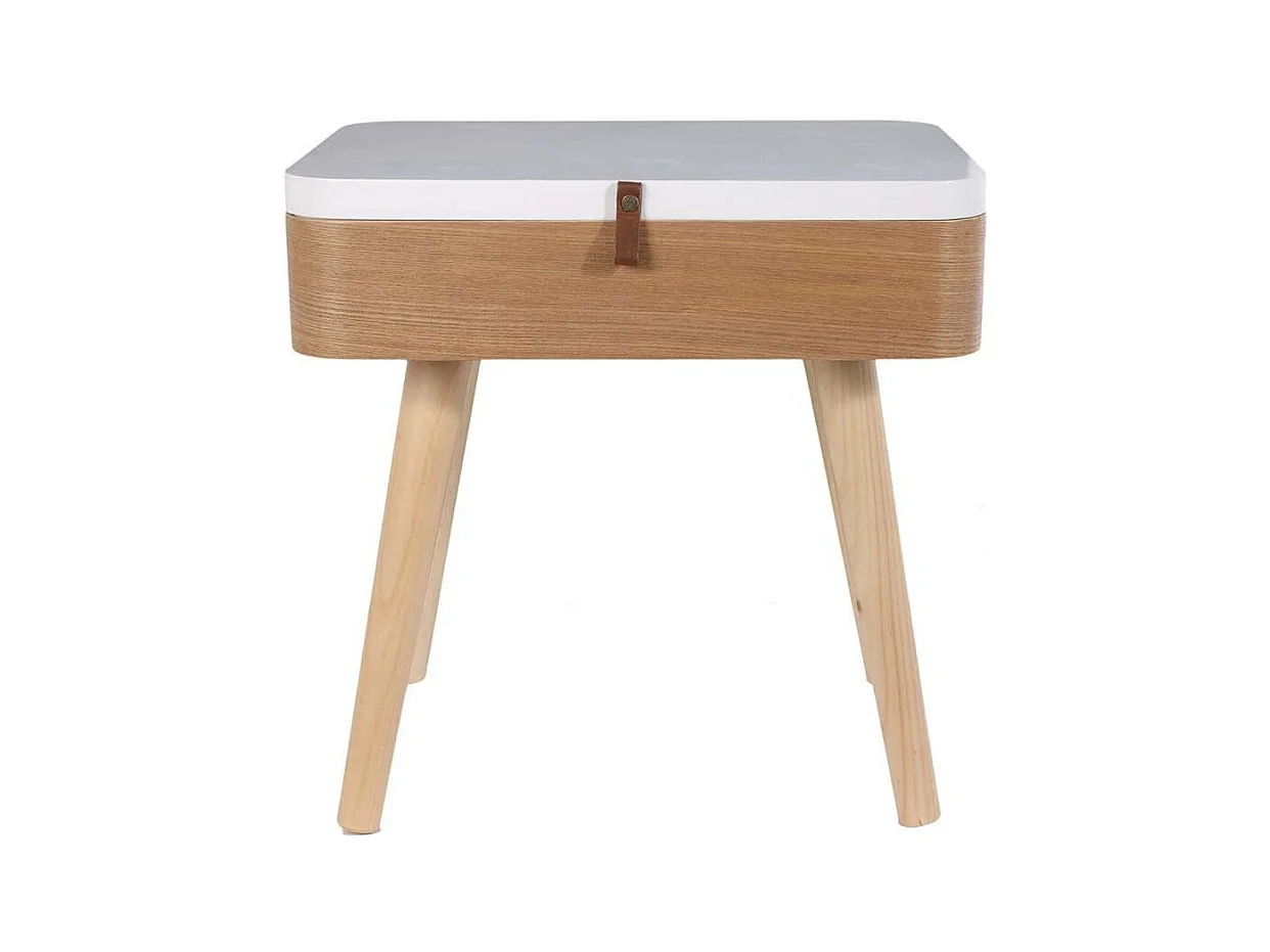 Chevet Elin Blanc 40x30.5x51cm Blanc, Marron