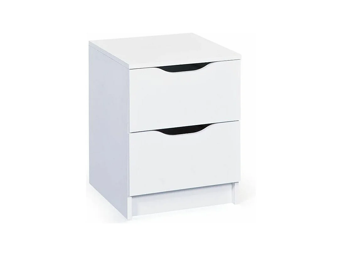 Table de Chevet 2 Tiroirs "Tilda" 41cm Blanc