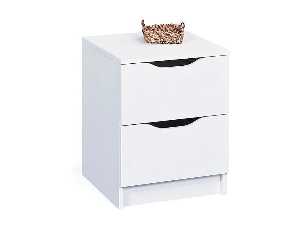 Table de Chevet 2 Tiroirs "Tilda" 41cm Blanc