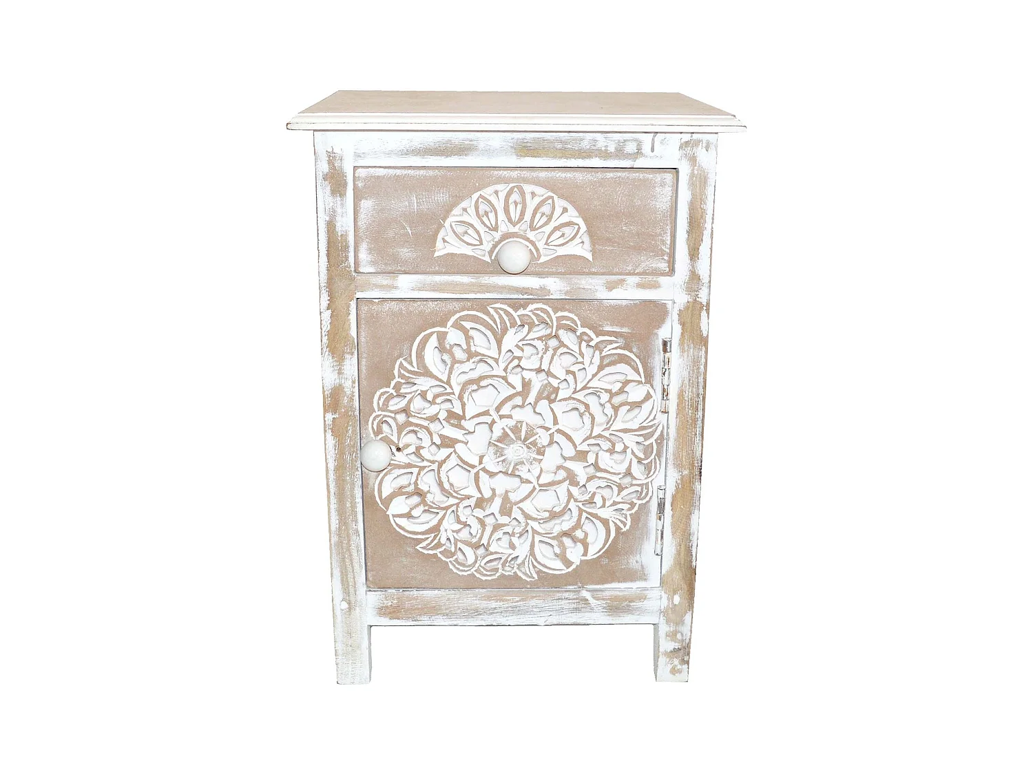 Table de chevet 1 tiroir et 1 porte battante Tasha Vintage