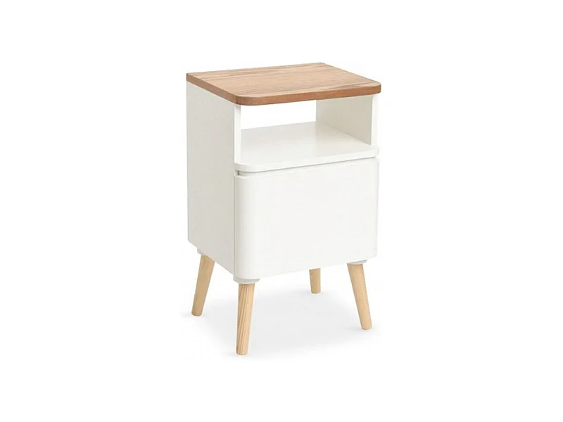 Table de Chevet Scandinave "Arvika" 50cm Blanc