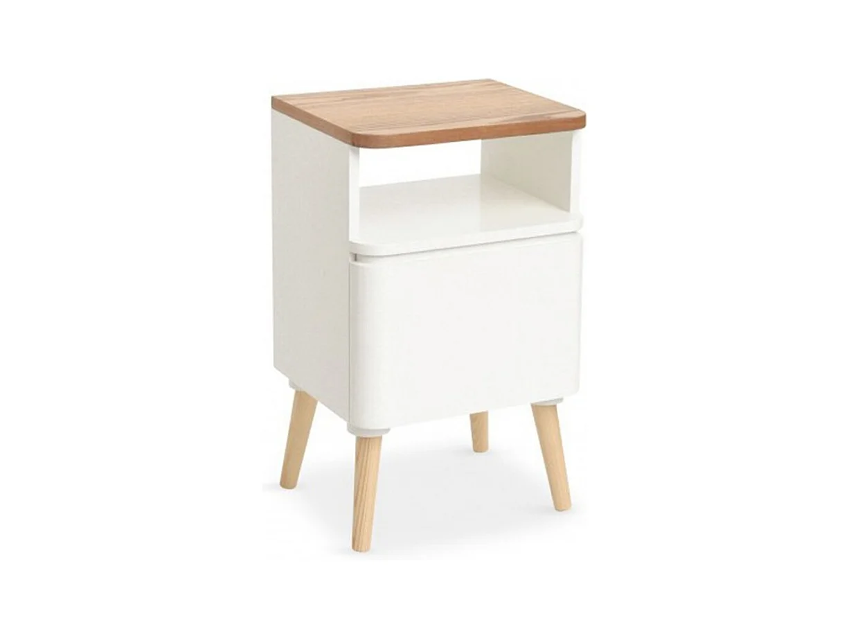 Table de Chevet Scandinave "Arvika" 50cm Blanc