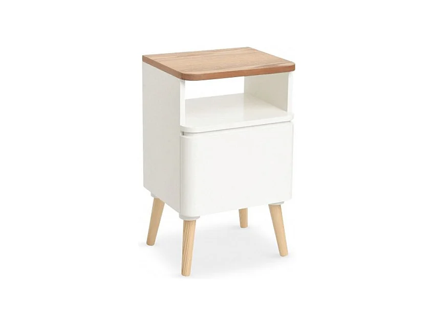 Table de Chevet Scandinave "Arvika" 50cm Blanc