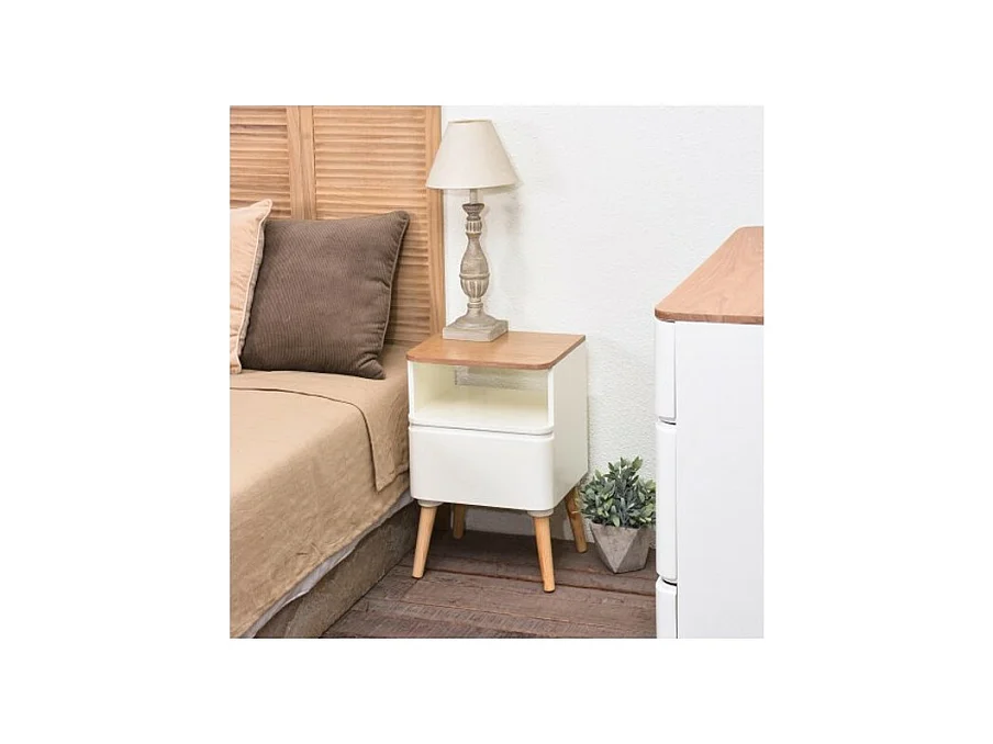 Table de Chevet Scandinave "Arvika" 50cm Blanc