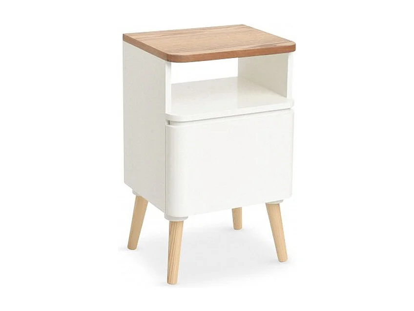Table de Chevet Scandinave "Arvika" 50cm Blanc