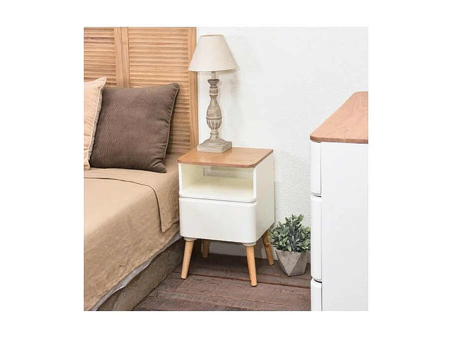 Table de Chevet Scandinave "Arvika" 50cm Blanc