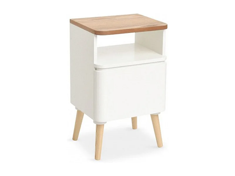 Table de Chevet Scandinave "Arvika" 50cm Blanc