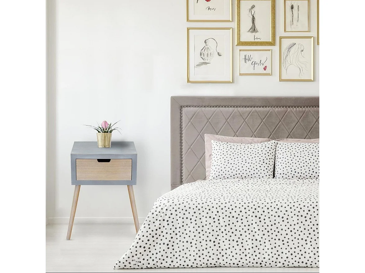 Table de Chevet Scandinave 1 Tiroir "Kim" 60cm Gris