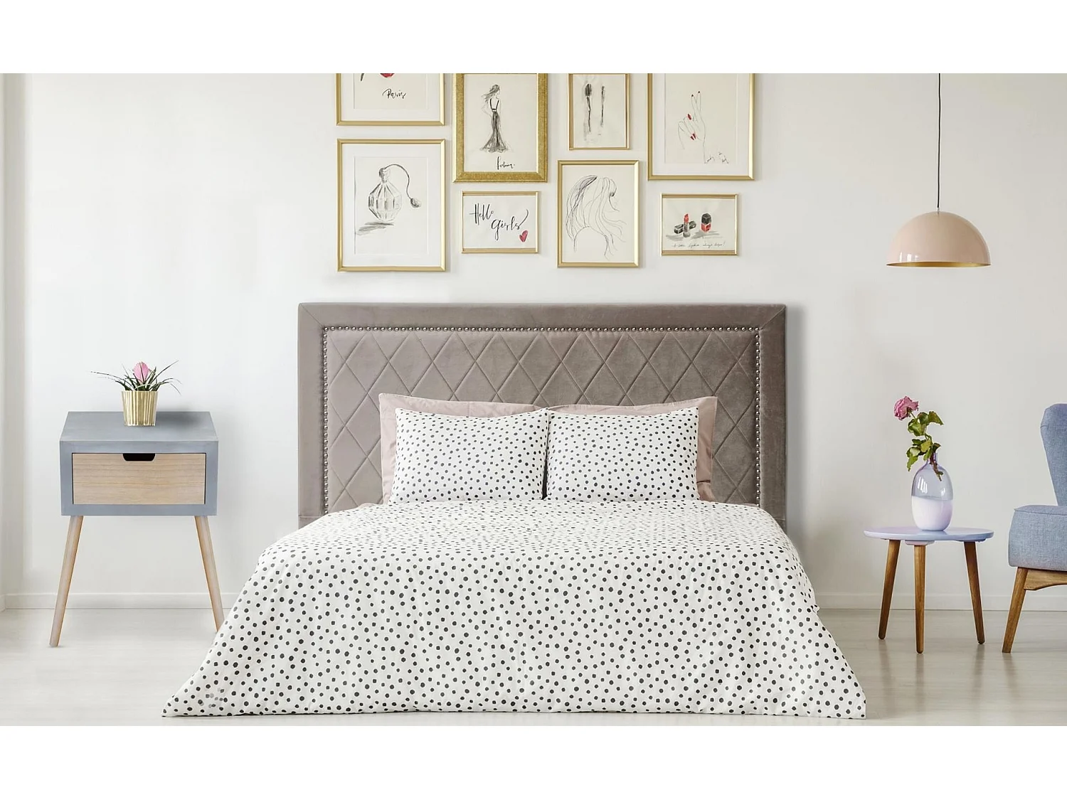 Table de Chevet Scandinave 1 Tiroir "Kim" 60cm Gris