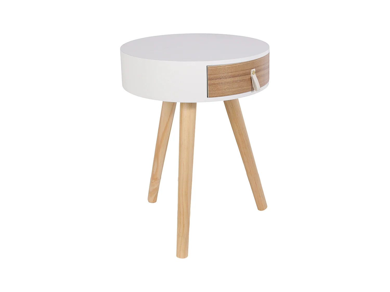 Chevet Nora Blanc 34.5x34.5x47cm Blanc, Marron