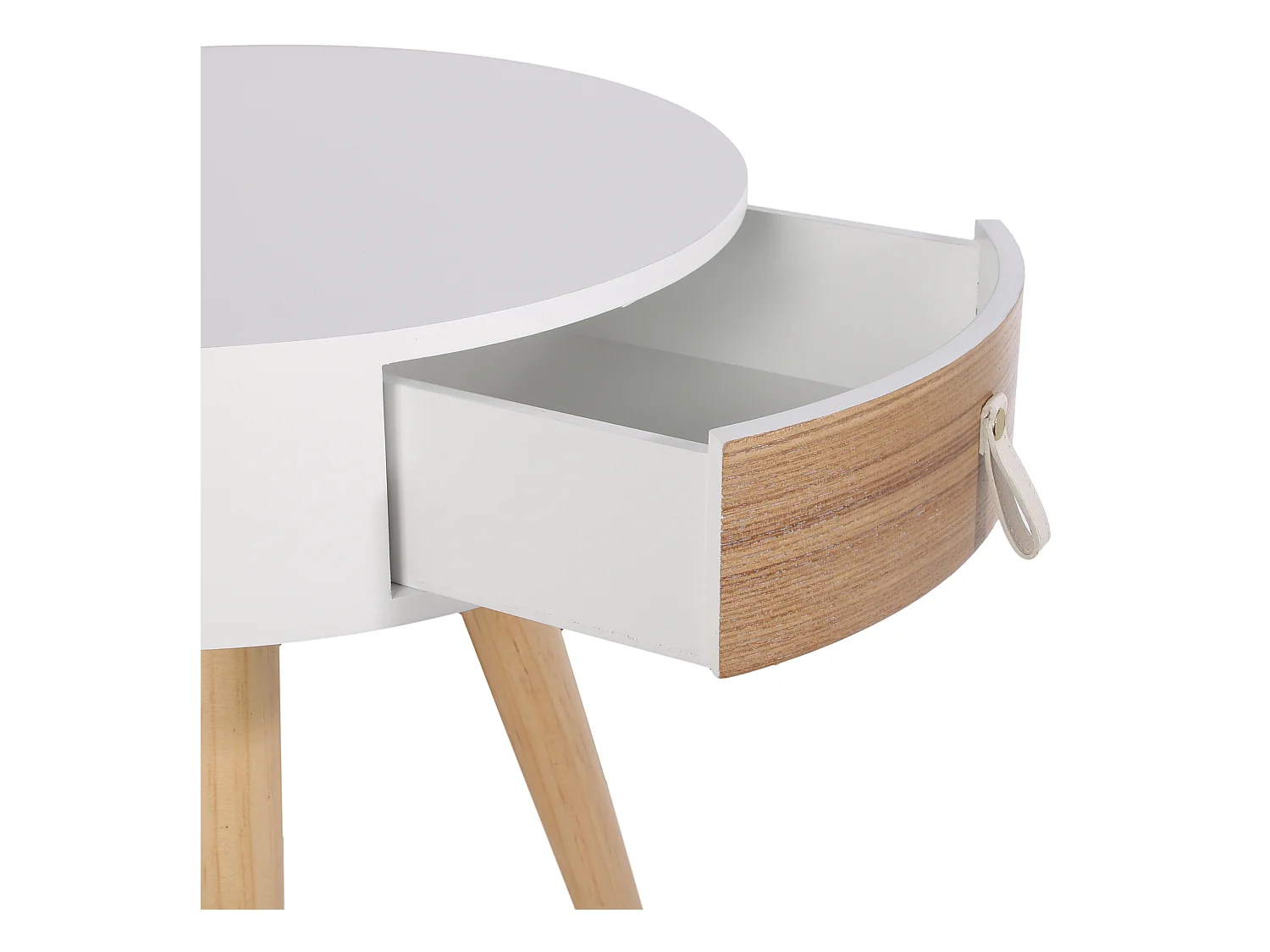 Chevet Nora Blanc 34.5x34.5x47cm Blanc, Marron