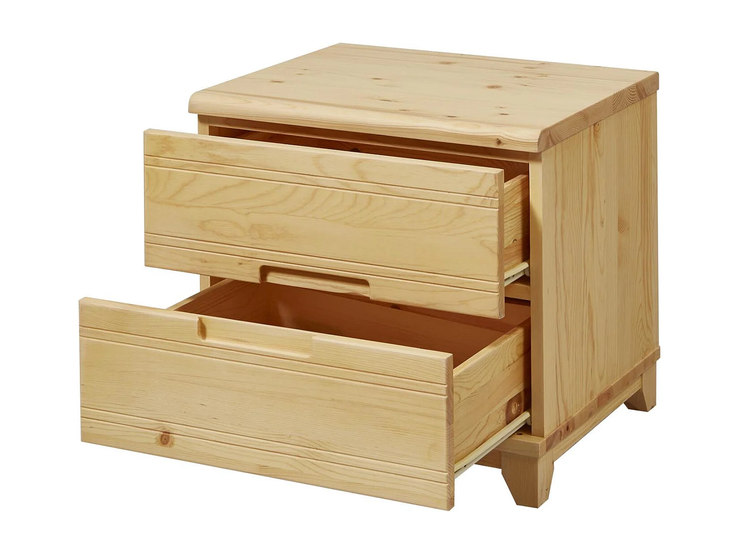 Sefran licht massief grenen nachtkastje met 2 lades