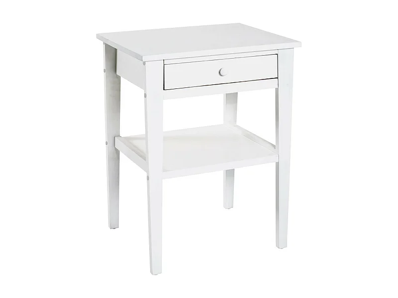 Table de Chevet 1 Tiroir "Bois" 60cm Blanc