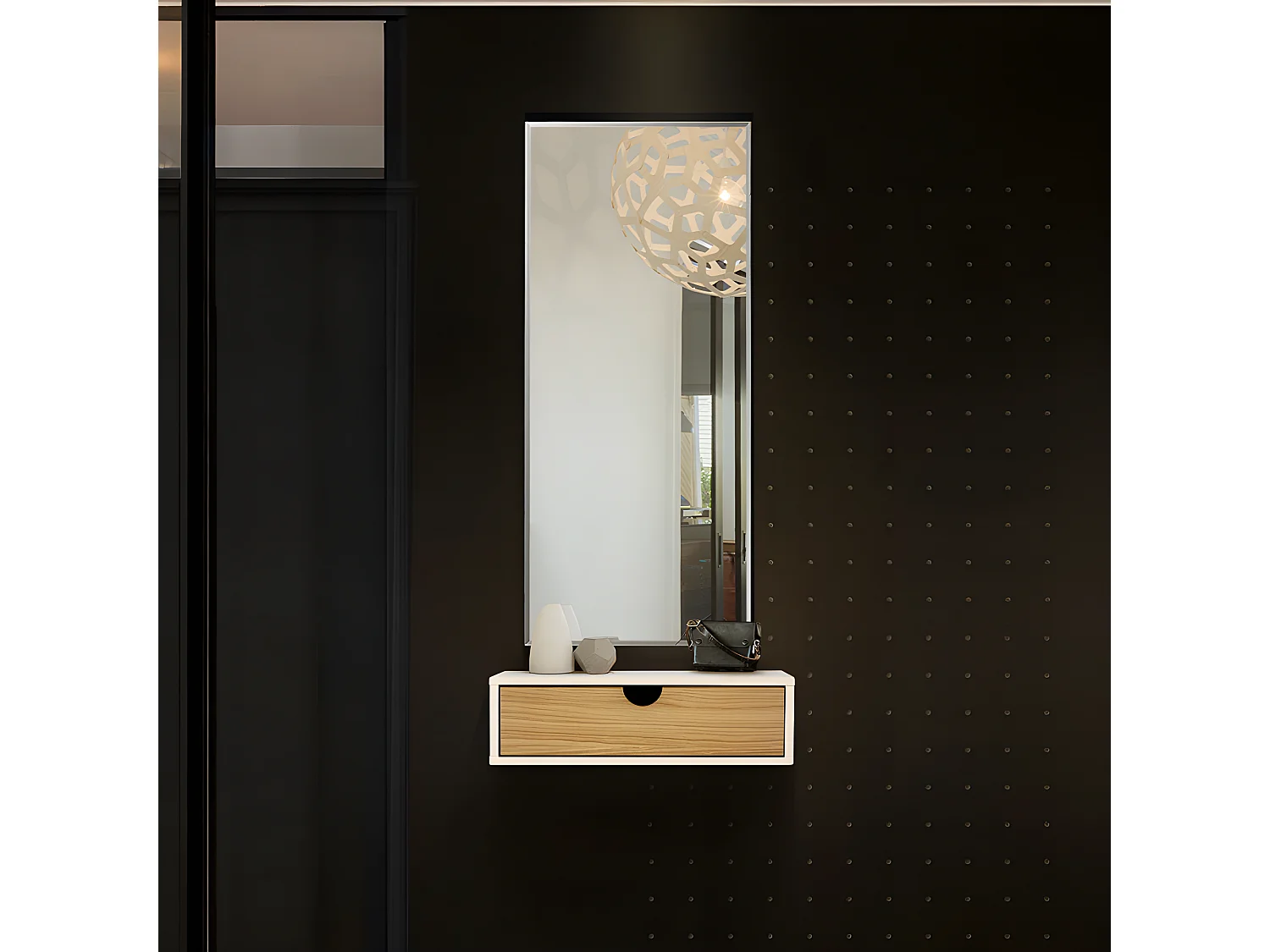 Chevet Mural Design en Bois "Tafar" 40cm Blanc