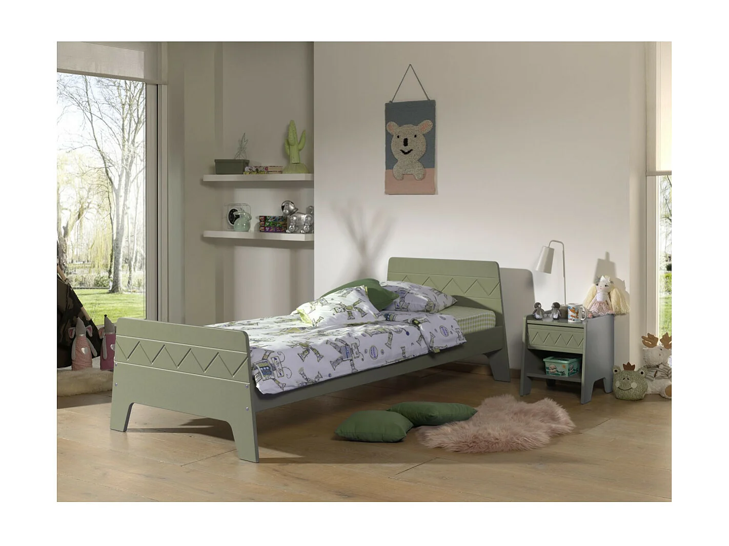 Table de Chevet Enfant "Wynnie" 45cm Vert Olive