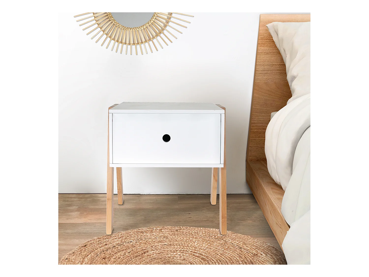 Chevet Empilable Blanc Blanc, Marron