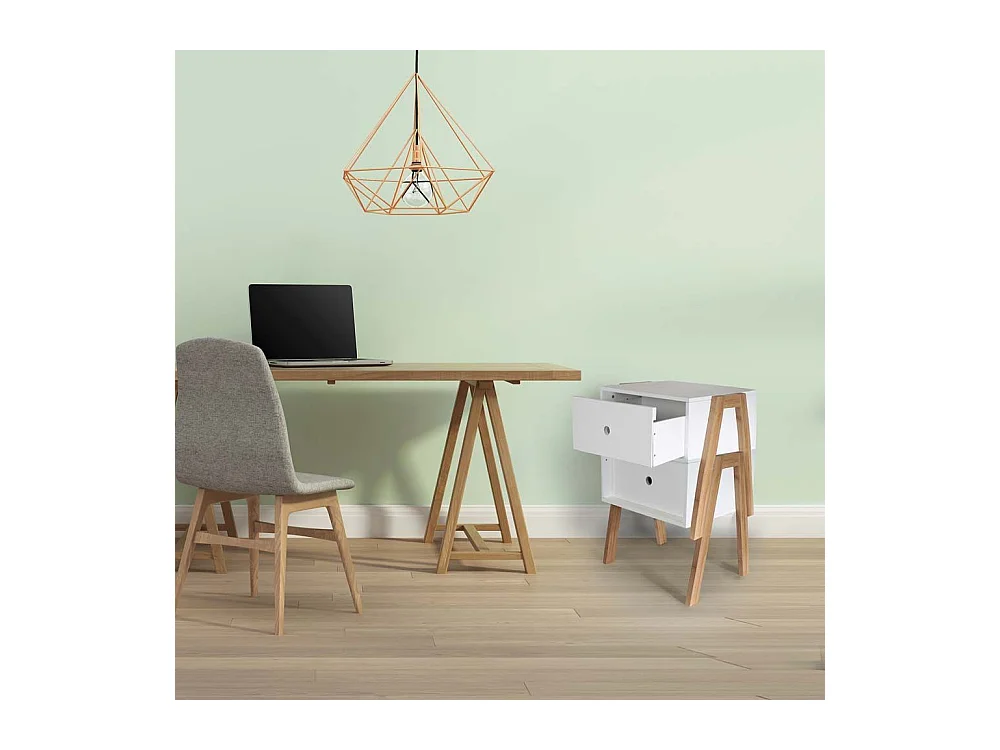 Chevet Empilable Blanc Blanc, Marron