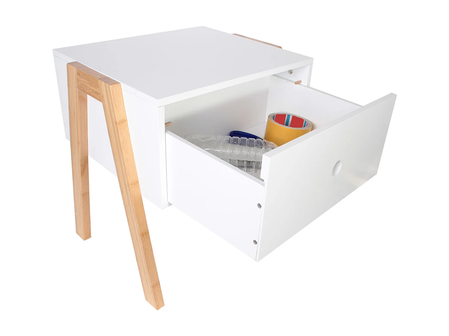 Chevet Empilable Blanc Blanc, Marron