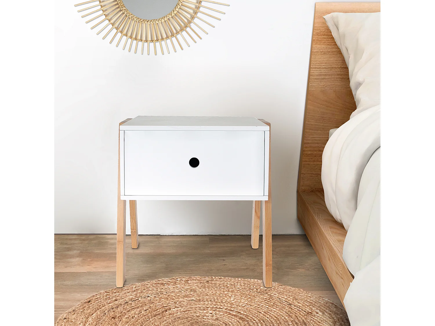 Chevet Empilable Blanc Blanc, Marron