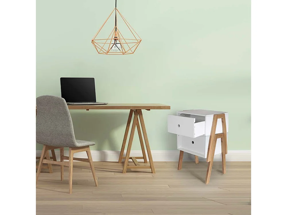 Chevet Empilable Blanc Blanc, Marron