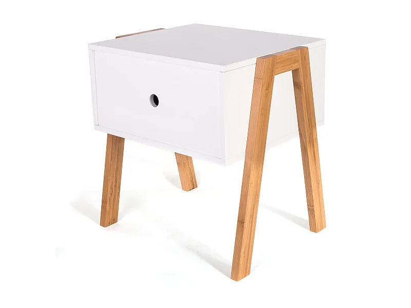 Chevet Empilable Blanc Blanc, Marron