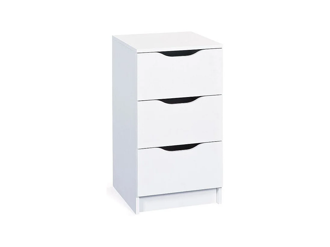 Table de Chevet 3 Tiroirs "Tilda" 41cm Blanc