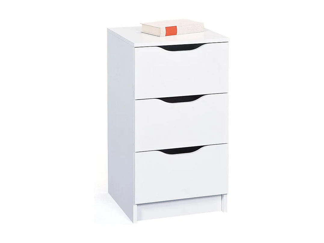 Table de Chevet 3 Tiroirs "Tilda" 41cm Blanc