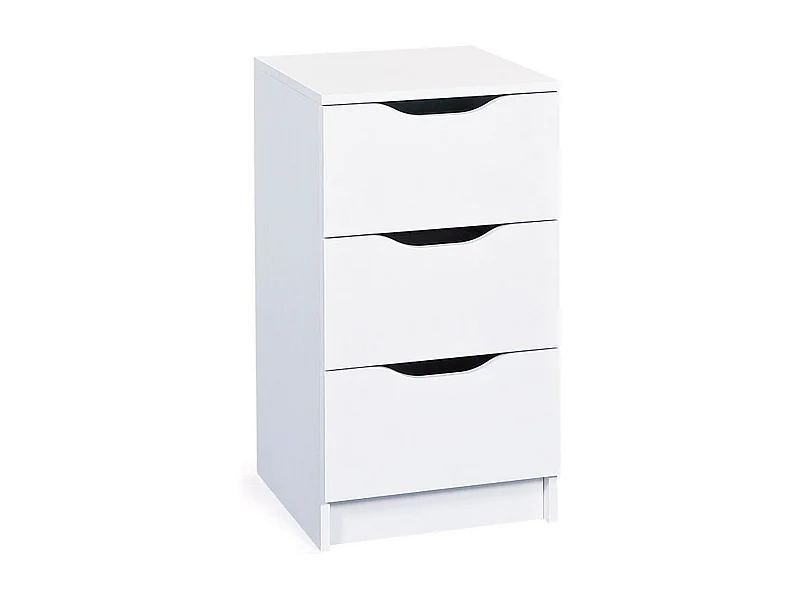 Table de Chevet 3 Tiroirs "Tilda" 41cm Blanc