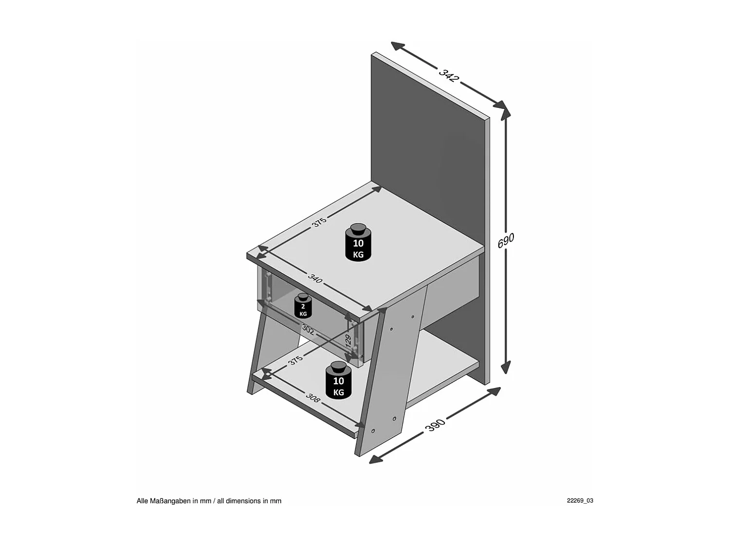 Comodino con 1 Cassetto 34,2x39x69 cm Rovere Sabbia