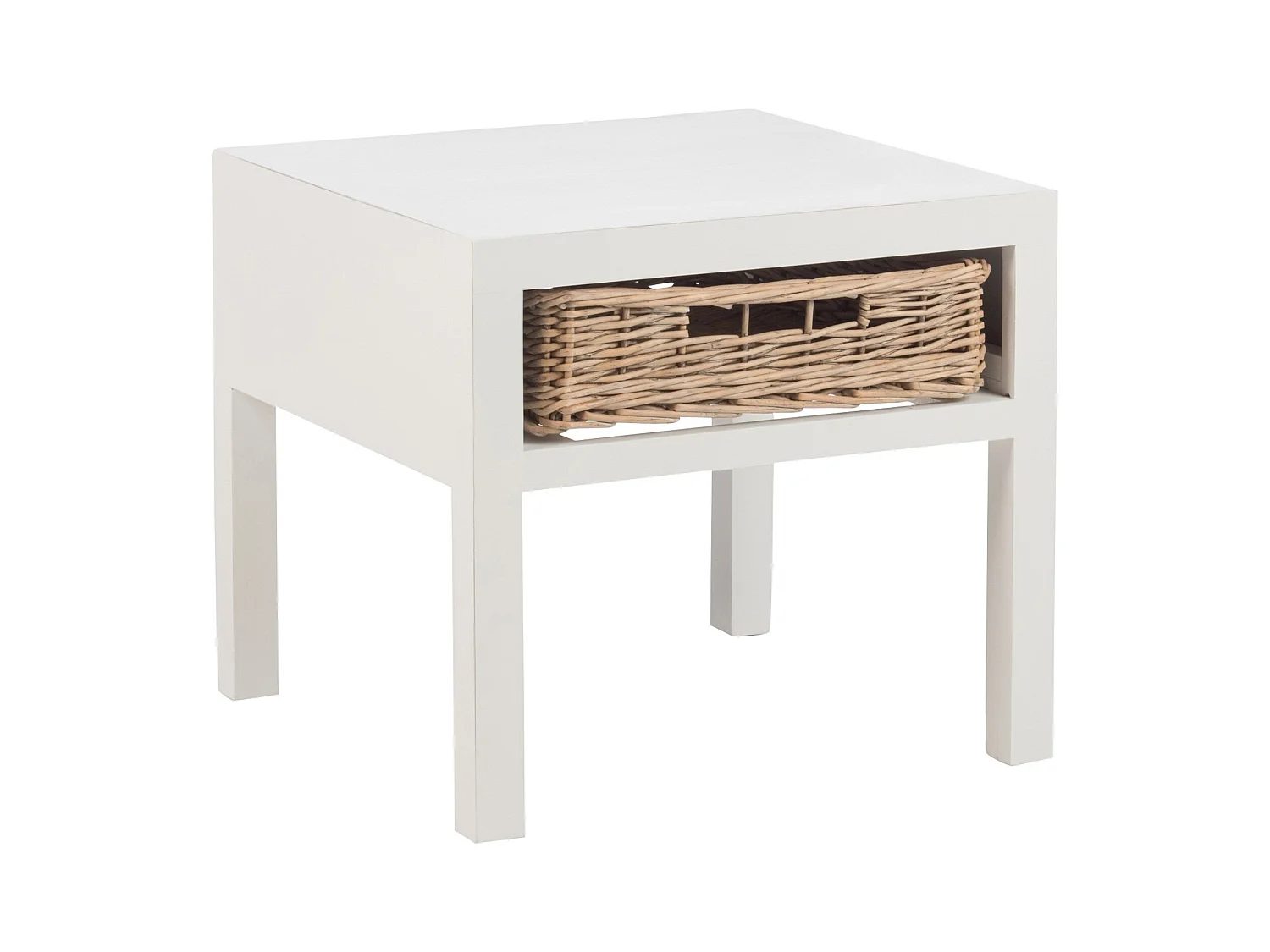 Table de Chevet avec Panier "Tonnin" 50cm Blanc