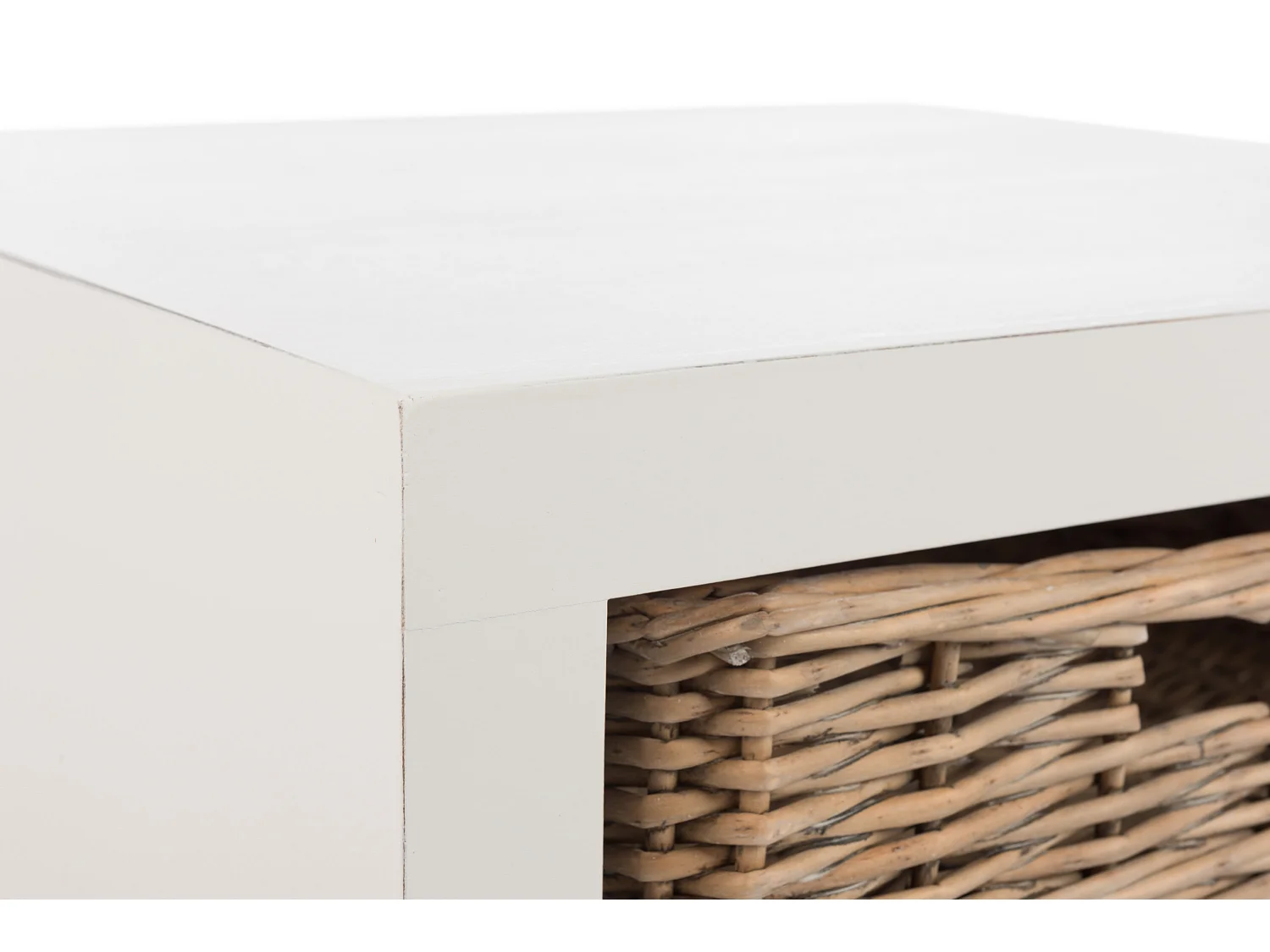 Table de Chevet avec Panier "Tonnin" 50cm Blanc