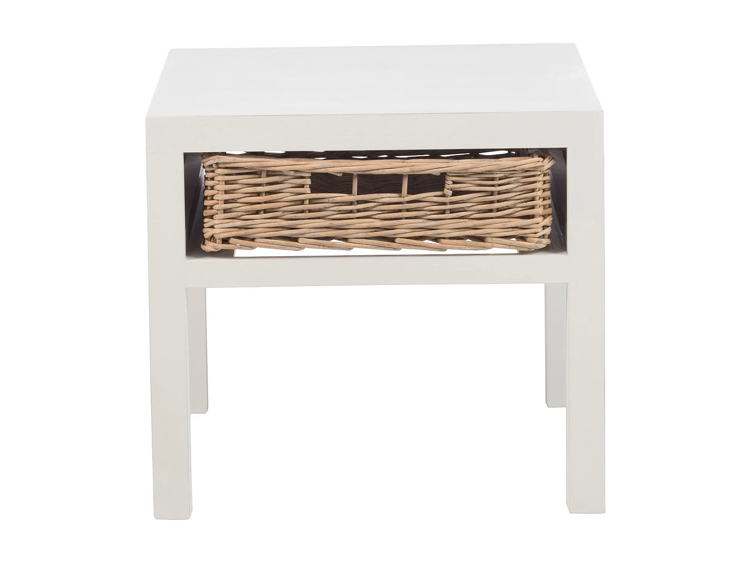 Table de Chevet avec Panier "Tonnin" 50cm Blanc