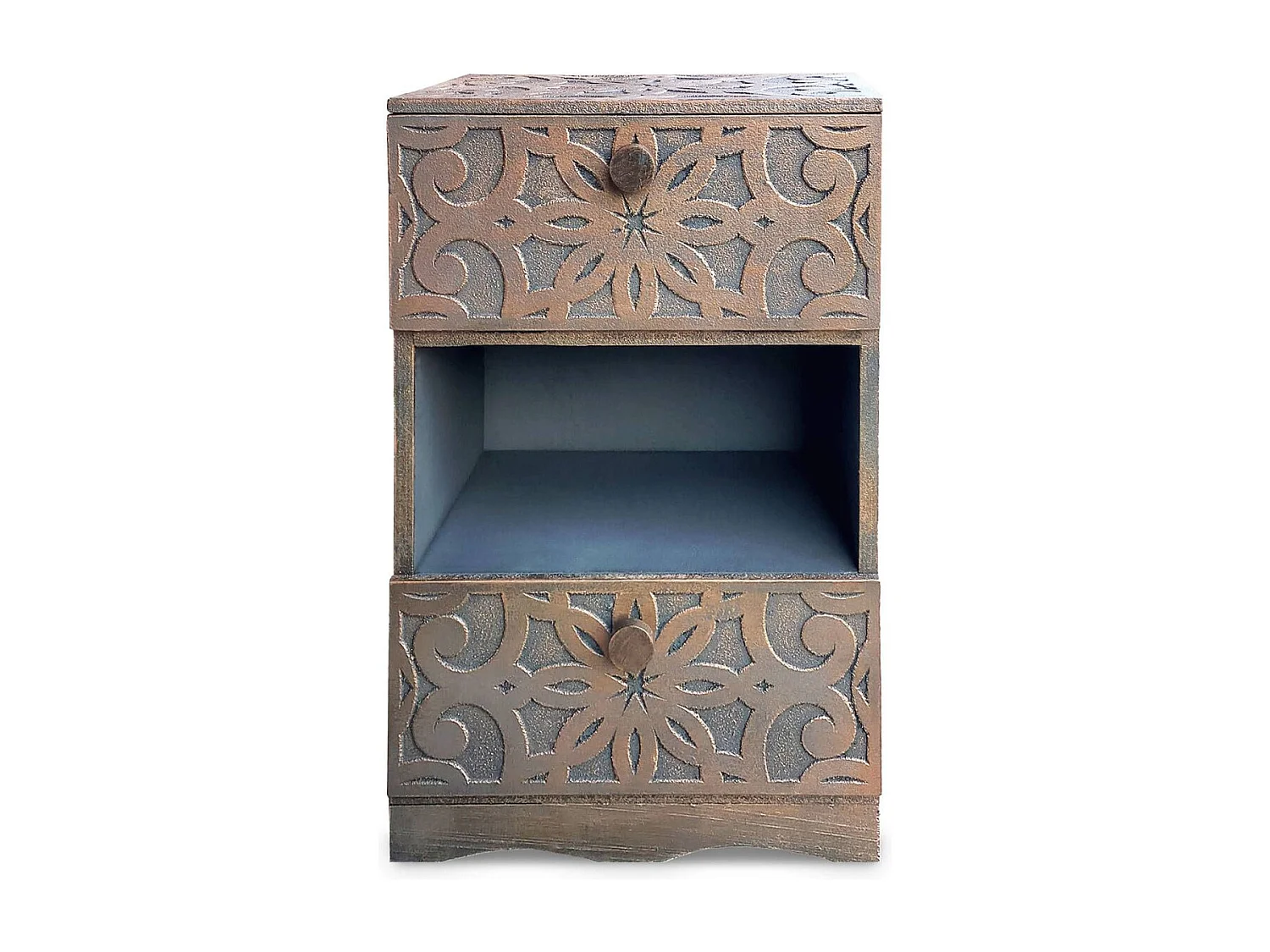 Table de Chevet 2 tiroirs "Orientale" 65cm Cuivre