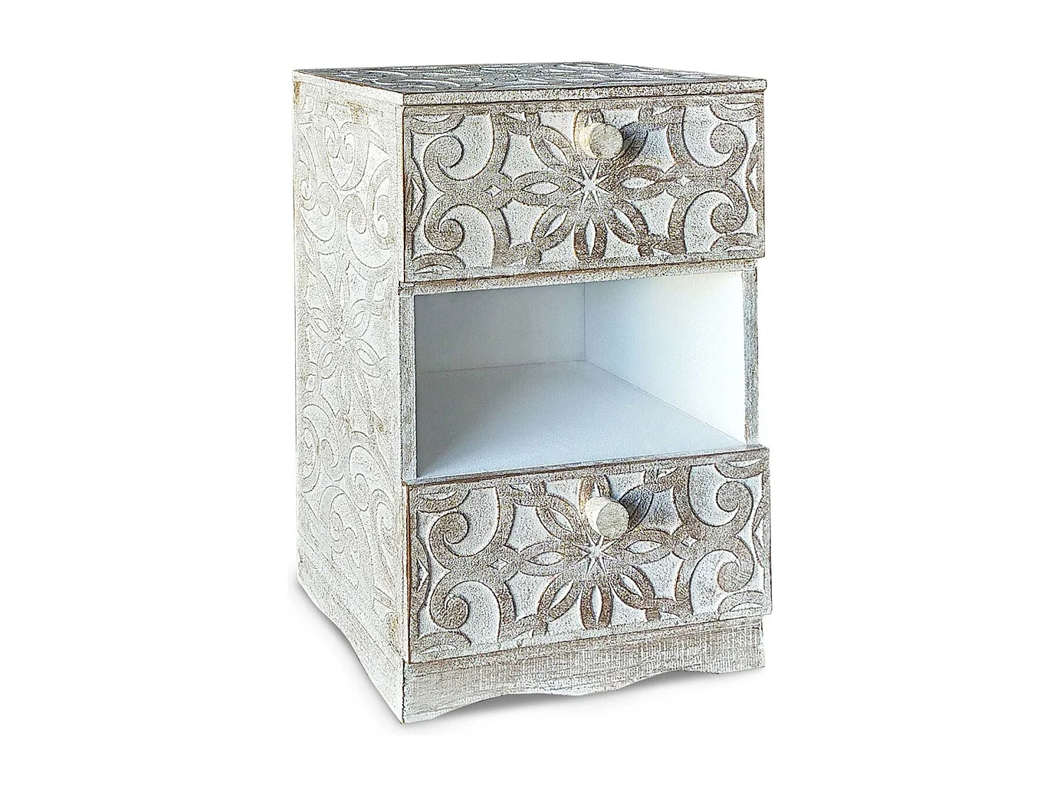 Table de Chevet 2 tiroirs "Orientale" 65cm Or