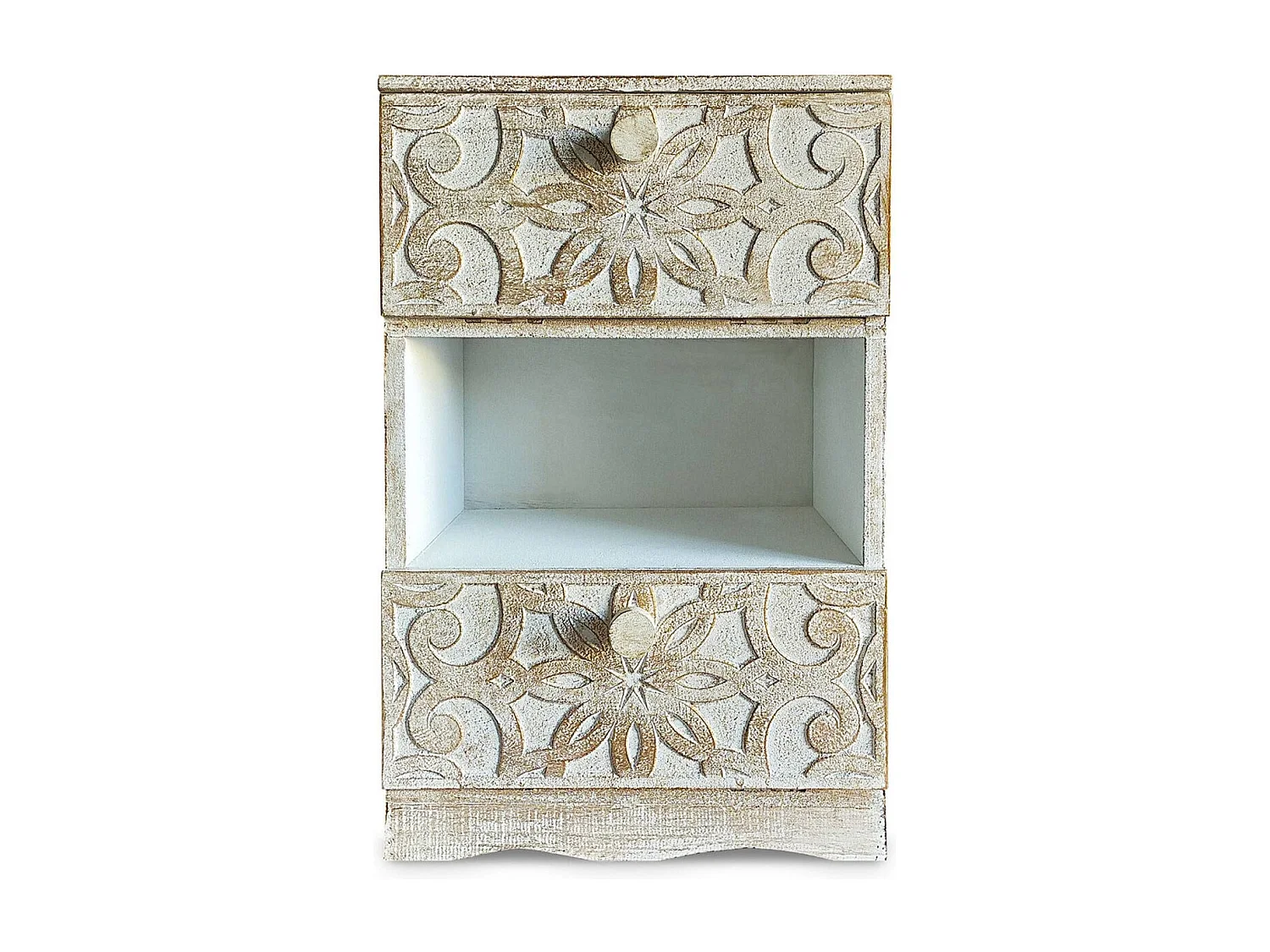 Table de Chevet 2 tiroirs "Orientale" 65cm Or