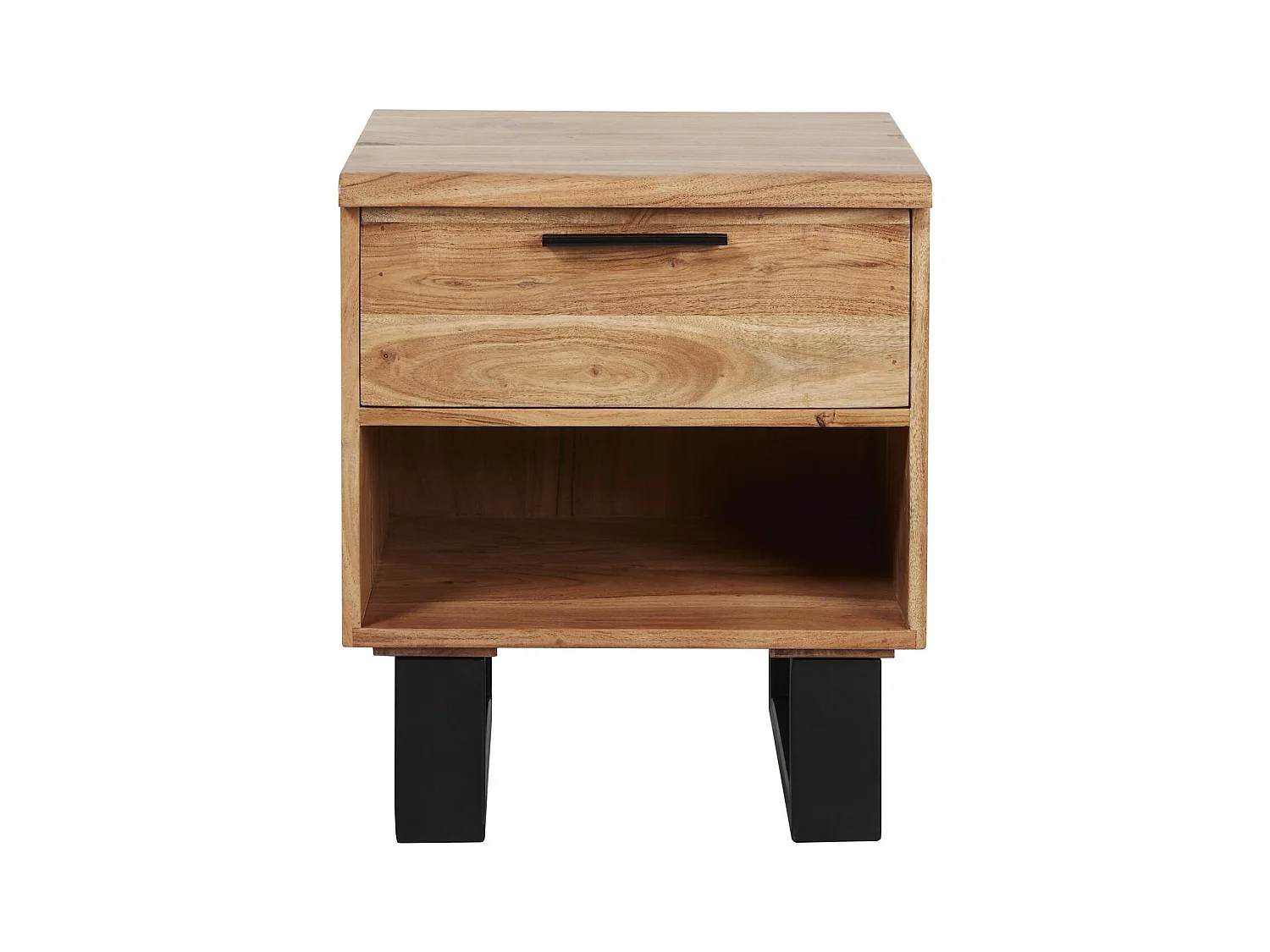 Table de Chevet 1 Tiroir "Nibula" 55cm Marron & Noir