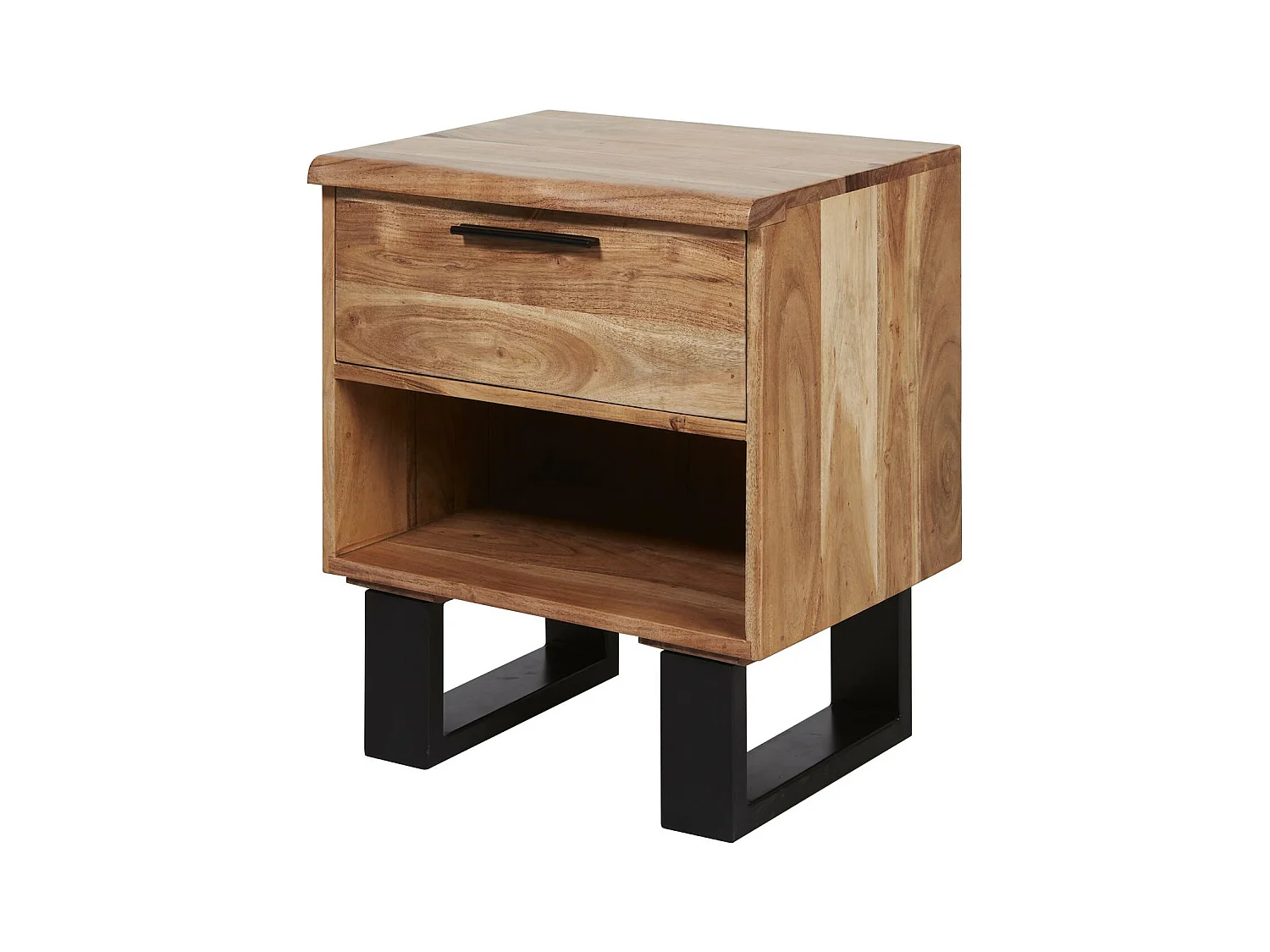 Table de Chevet 1 Tiroir "Nibula" 55cm Marron & Noir