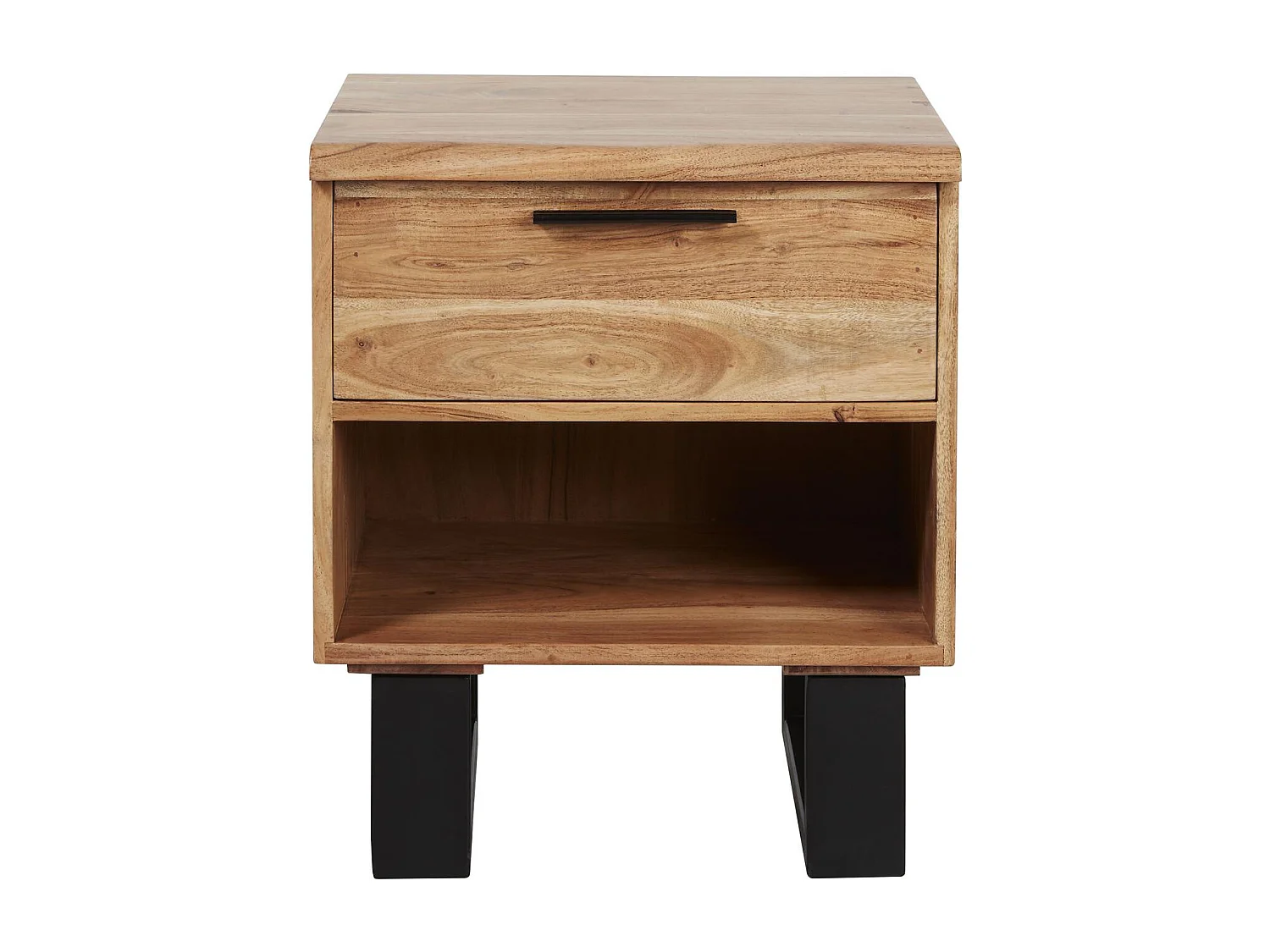 Table de Chevet 1 Tiroir "Nibula" 55cm Marron & Noir