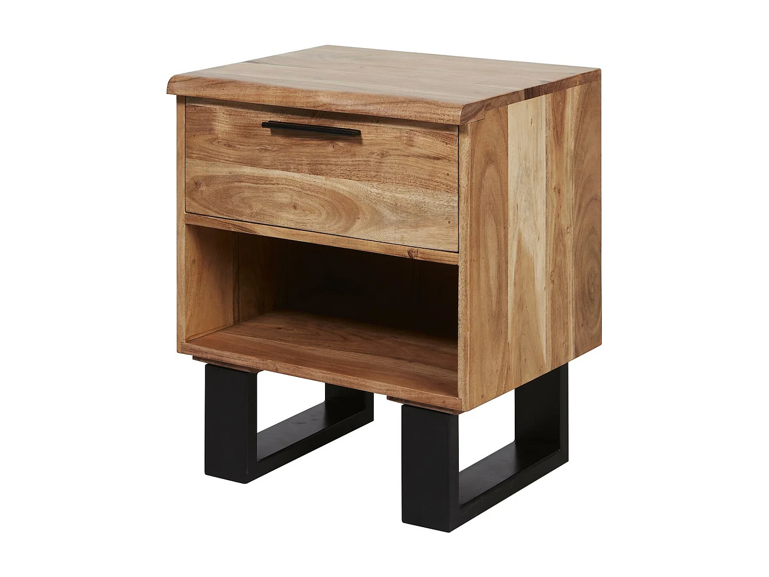 Table de Chevet 1 Tiroir "Nibula" 55cm Marron & Noir