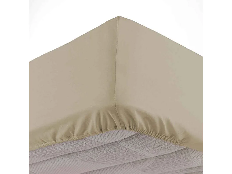 Drap Housse en Coton "Biolina" 90x190cm Taupe