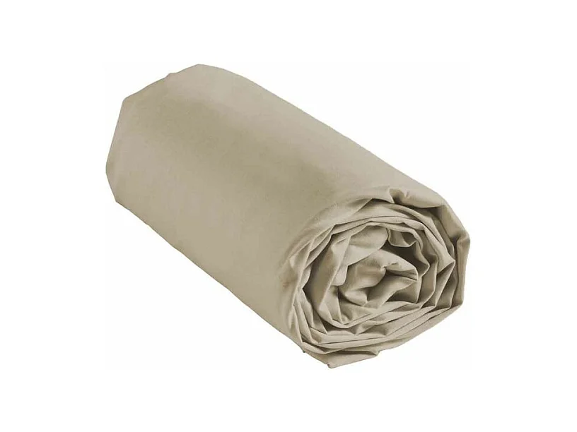 Drap Housse en Coton "Biolina" 90x190cm Taupe