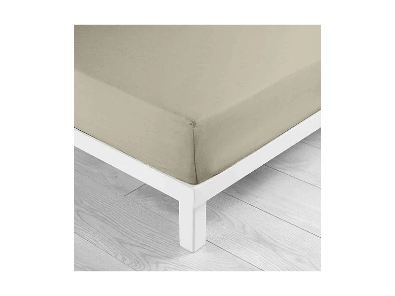 Drap Housse en Coton "Biolina" 90x190cm Taupe