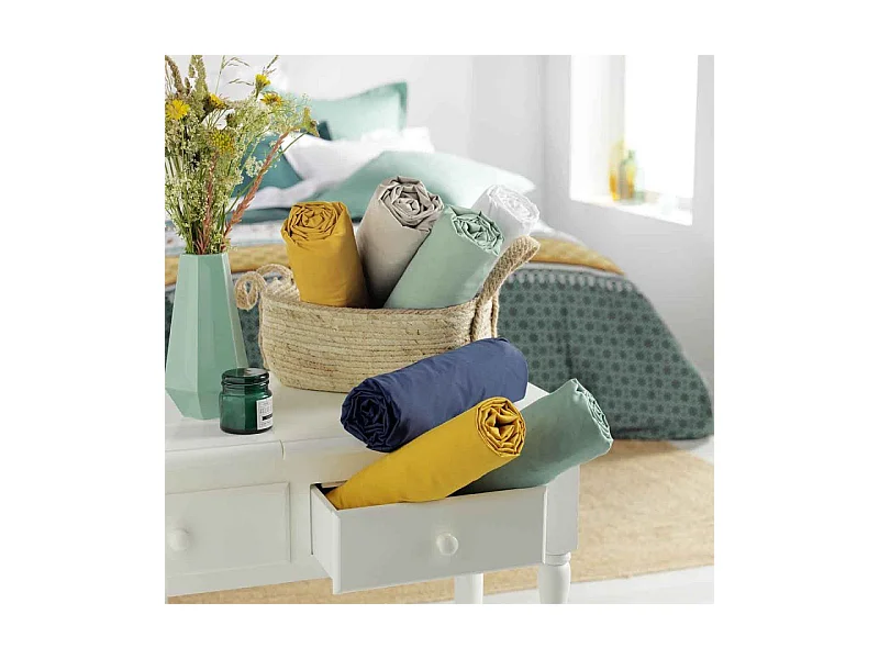 Drap Housse en Coton "Biolina" 90x190cm Taupe