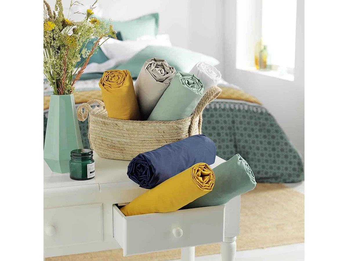 Drap Housse en Coton "Biolina" 160x200cm Gris