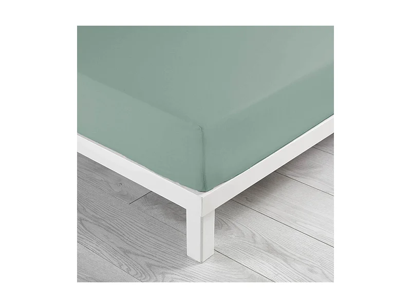 Drap Housse en Coton "Linette" 160x200cm Sauge