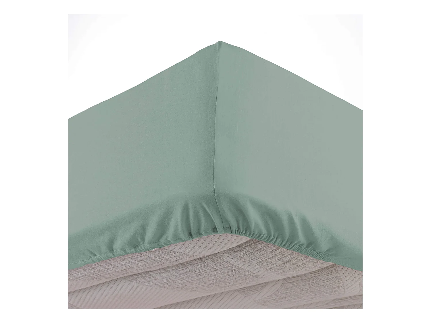 Drap Housse en Coton "Linette" 160x200cm Sauge