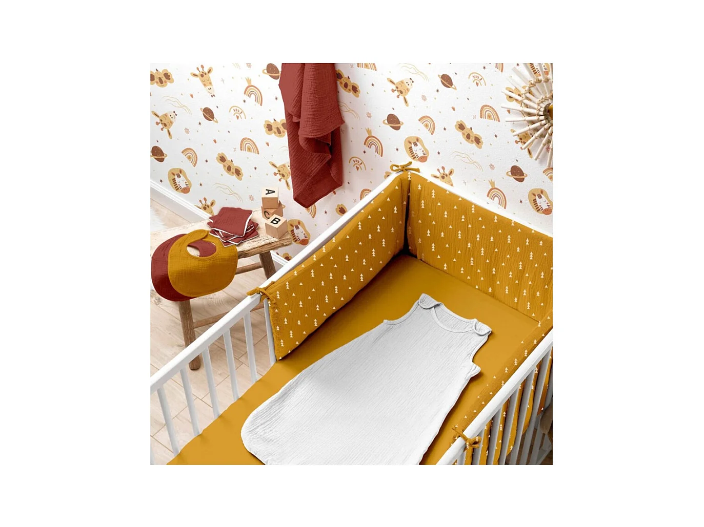 Drap Housse Bébé "Extensible" 70x140cm Moutarde