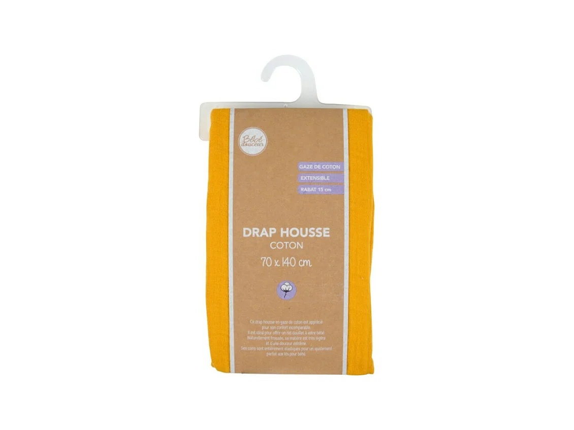 Drap Housse Bébé "Extensible" 70x140cm Moutarde