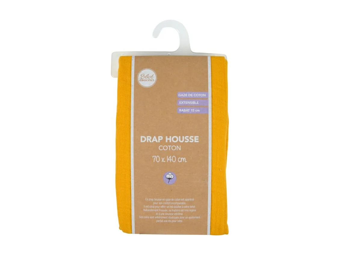 Drap Housse Bébé "Extensible" 70x140cm Moutarde